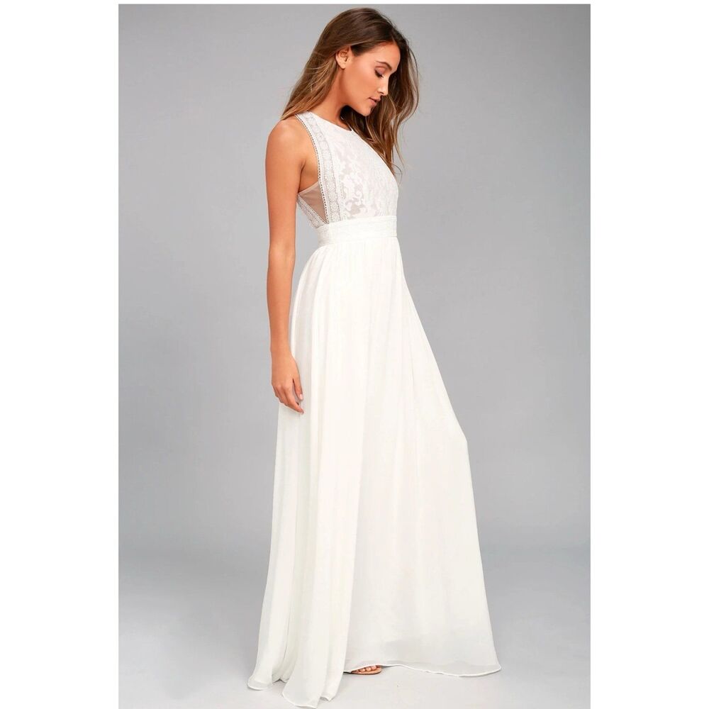 NWT Lulus Forever and Always White Lace Maxi Dress - Picture 5 of 8